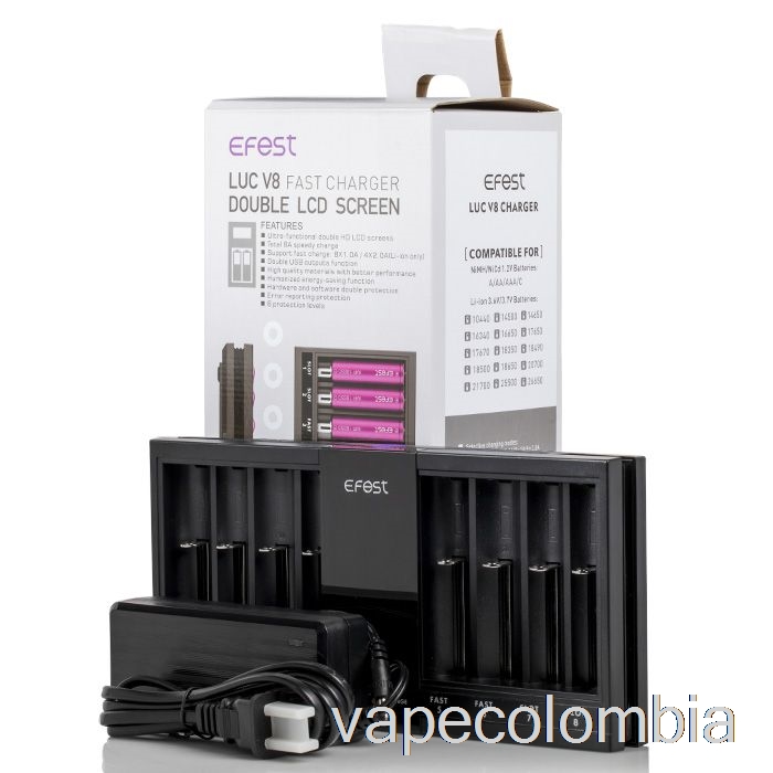 Vape Recargable Efest Luc V8 Doble Pantalla Lcd Cargador De Batería Rápido