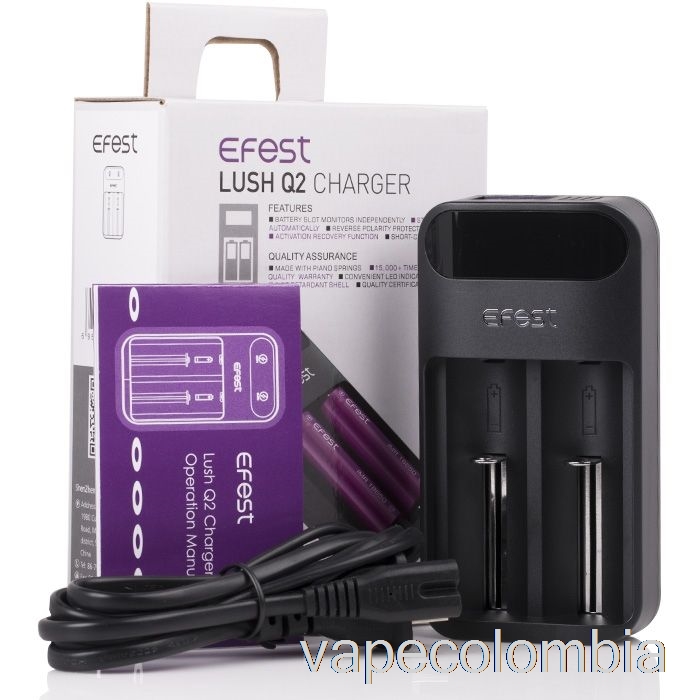 Vape Recargable Efest Lush Q2 Cargador De Batería LED Inteligente De 2 Bahías