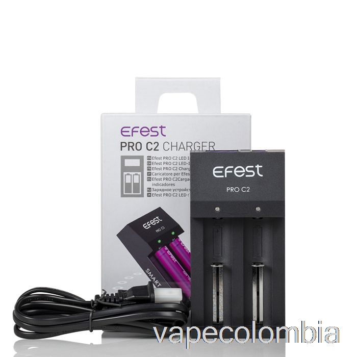 Vape Recargable Efest Pro C2 Cargador De Batería Inteligente De 2 Bahías